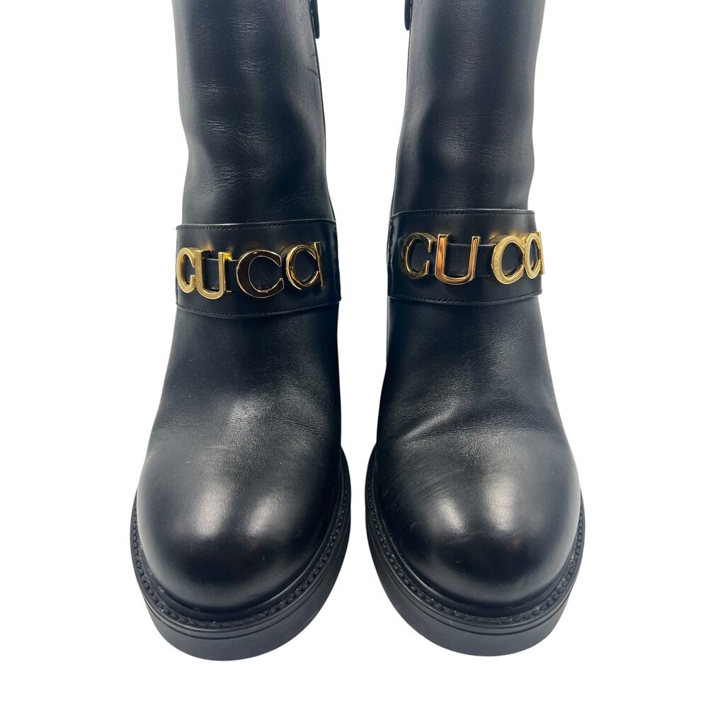Gucci Logo Leather Platform Ankle Boots Black 40‎ - Picture 8 of 16